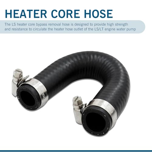 Pack-1 Car Heater Core Crossover Cooling Water Bypass Hose Connector, 551699 U-shaped Rubber Heat-resistant and Leak-proof Hose with Clamp, Compatible with LS1 LSX LS2 LS3 LQ4 LQ9 (Black)