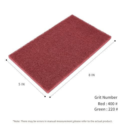 Scuff Pads - 6Pcs Scouring Pad 7447 - Very Fine Grade Hand Pads General Purpose Sanding Hand Pads 200 x 125mm/8" x 5" - color: 3 Red+3 Green