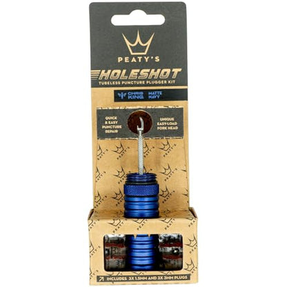 Peaty's Tubeless Bike Tyre Puncture Repair Plugger Kit - for MTB, Road & XC Bicycle Tyres - Unique Single-Sided Fork, for Rapid Puncture Repair to Fix Punctures Fast - 3X 3mm & 1.5mm Plugs - color: Emerald