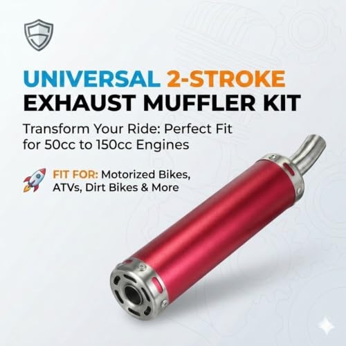 BADASS SHARKS Motorcycle Exhaust Muffler Red 22mm 2-Stroke - color: Red