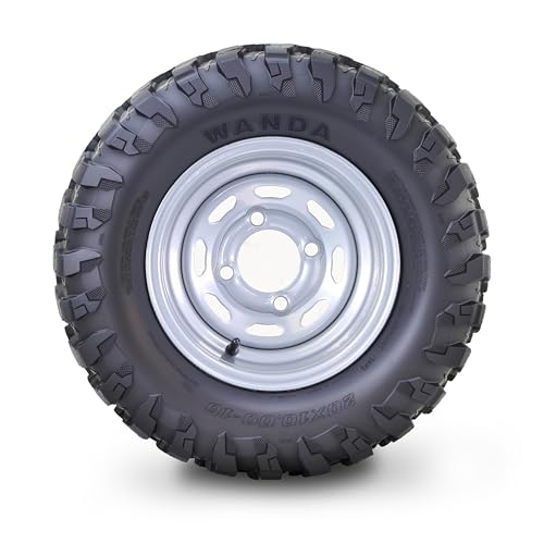 WANDA AT Style Golf Cart Tire wheel 20X10-10 w 4X4" ET-15.5 Silver Rim-PK2 - color: Silver, size: 22X10-10