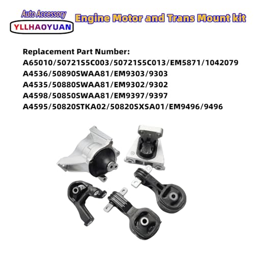 Yllhaoyuan Complete Set of 5 Motor Mounts for 2007-2011 CR-V 2.4L - size: 2007-2011 Honda CR-V (2.4L 4WD）