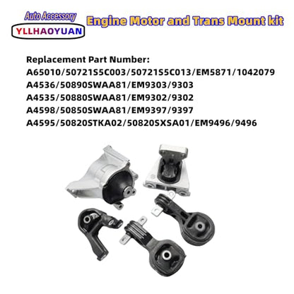 Yllhaoyuan Complete Set of 5 Motor Mounts for 2007-2011 CR-V 2.4L - size: 2007-2011 Honda CR-V (2.4L 4WD）