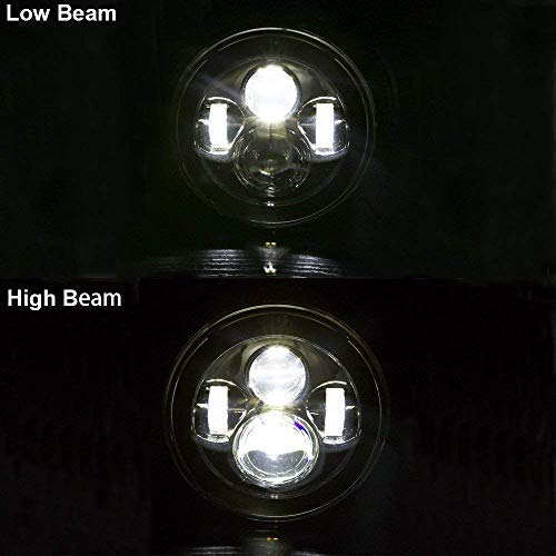 7 Inch LED Headlight with 4.5 Inch LED Passing Lights Kit for Harley-Davidson Touring, Road King, Street Glide, Electra Glide, Heritage Softail, Fat Boy, Softail Slim & Deluxe, DOT Approved (Chrome)