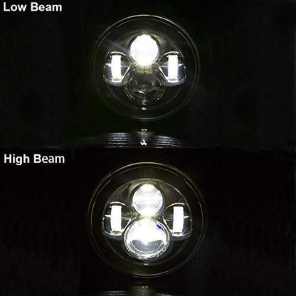 7 Inch LED Headlight with 4.5 Inch LED Passing Lights Kit for Harley-Davidson Touring, Road King, Street Glide, Electra Glide, Heritage Softail, Fat Boy, Softail Slim & Deluxe, DOT Approved (Chrome)