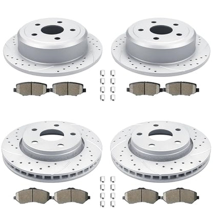 Acinoparts Front and Rear Brake Kit for 2007-2017 Jeep Wrangler 2018 Jeep - size: ABK5304053041