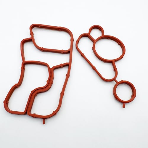 2PCS Engine Oil Cooler Gasket Kit 06J117070C + 06J115441A Compatible with Audi A4 A5 Q5 VW Passat Tiguan 2.0