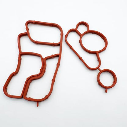 2PCS Engine Oil Cooler Gasket Kit 06J117070C + 06J115441A Compatible with Audi A4 A5 Q5 VW Passat Tiguan 2.0