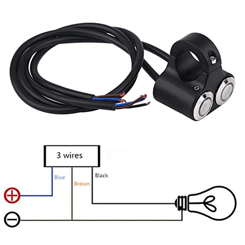 Keenso Universal 7/8inch 22mm Motorcycle Handlebar Switch, Black Push Button, Manual