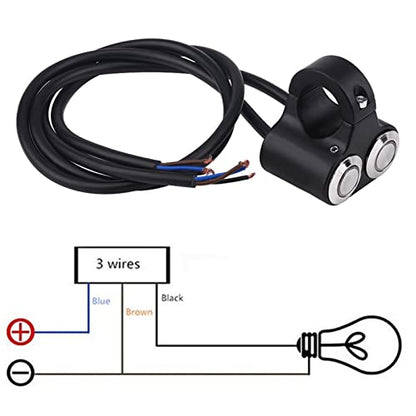 Keenso Universal 7/8inch 22mm Motorcycle Handlebar Switch, Black Push Button, Manual