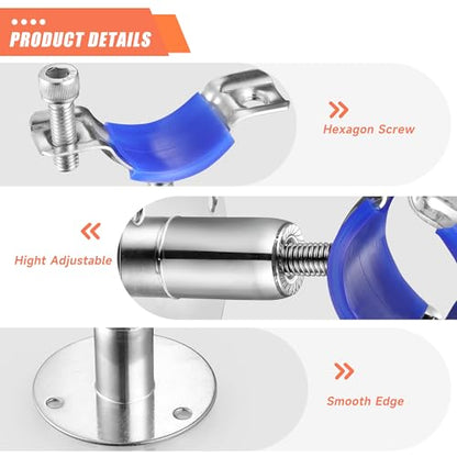 6PCS 304 Stainless Steel Wall Mount Ceiling Mount Pipe Supports,Suitable for OD Pipe 38-40mm,Adjustable Height 50-100mm,Adjustable Pipe Strap Clamp with Screws - color: Adjustable Height 50-100mm, style: 38-40mm