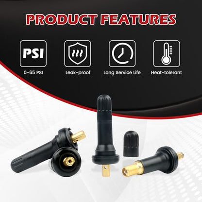 50PCS TPMS 20008 Snap-in Tire Pressure Sensor Valve Stems Rubber Tire Valve Stem Fit for GMC Ford Chevy Subaru Pontiac, with 1PCS Red Wrench