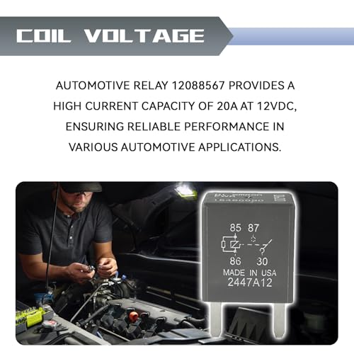 2PCS 12088567 8567 Automotive Relay, High-Performance 12VDC 30A 4Pin Fuse Box Relays, 12088567 8567 GM Ecm Flashers Relay Fit for Buick, Cadillac, Chevrolet, Ignition, Horn & More