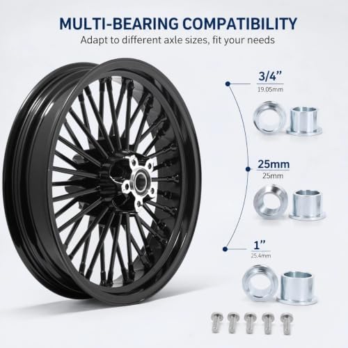 TOFR 17x3.5 Fat Spoke Front Wheel Black For Harley Softail Choppers 00-22 - color: Gloss Black, size: Front:17x3.5