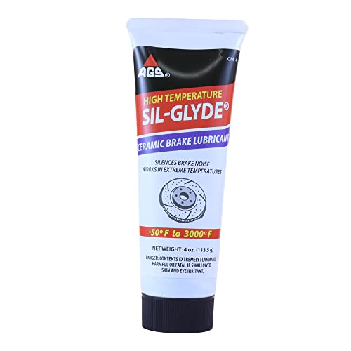 AGS Company Automotive Solutions Cerami-Glyde Silicone Brake Lubricant, Tube, 4 oz, High Temperature Resilence, Safe for All Brake Assembly Parts, Advanced Formula for Noise Reduction