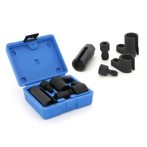A ABIGAIL 5 PCS Automotive O2 Oxygen Sensor Socket Wrench Removal Tool and Thread Chaser Set 3/8" 1/2" Drive x 7/8" 22mm O2 Sensor Wrench Remover - color: Blue