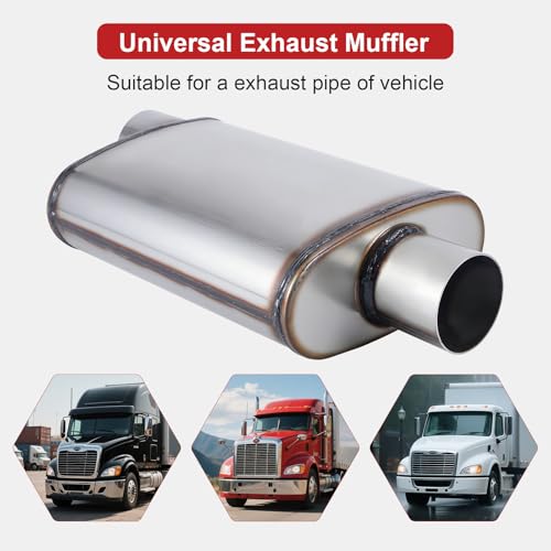 Exhaust Muffler 2.25" Inlet/Outlet, Universal Muffler for Cars Trucks, Stainless Steel Straight-Through Chamber Performance, 20" Overall Length - size: 2.25" Inlet/Outlet+ 20" Overall Length