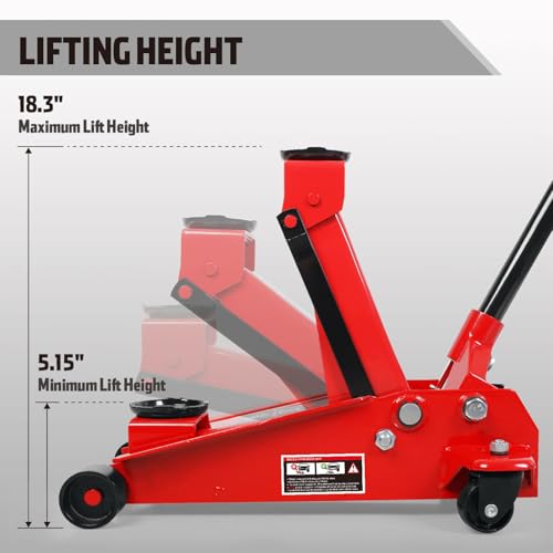 Jack Boss Floor Jack 3 Ton Capacity Fast Lift Service Jack Steel Heavy Duty Hydraulic Car Jack - color: Red, size: 3 Ton Fast Lift