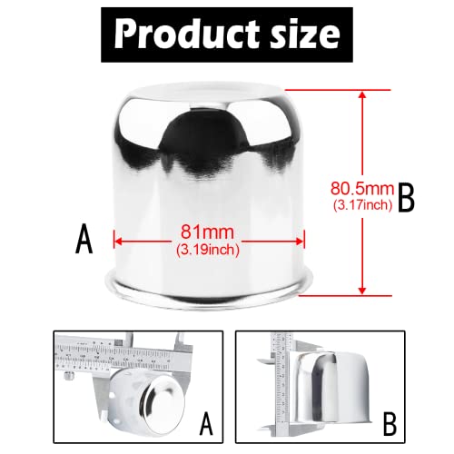 4Pcs 3.19" OD 3.17" H Push Through Trailer Wheel Center Cap for Rim - color: Chrome, size: 3.19" Hub 3.17" H