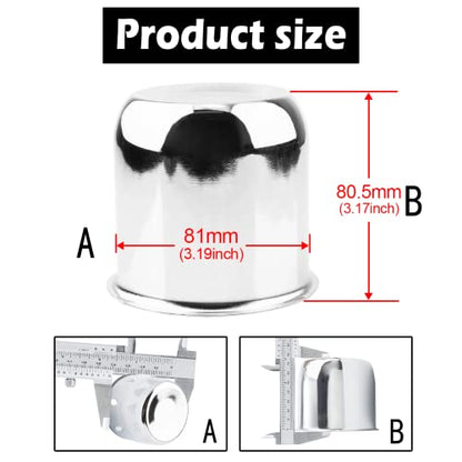 4Pcs 3.19" OD 3.17" H Push Through Trailer Wheel Center Cap for Rim - color: Chrome, size: 3.19" Hub 3.17" H
