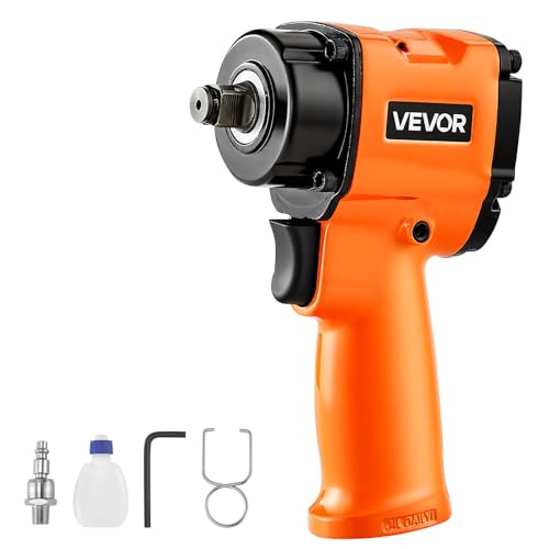 VEVOR 1/2-Inch Air Impact Wrench, Up to 738 ft-lbs Nut-busting Torque, Stubby Size & Lightweight Pneumatic Impact Gun for Auto Repairs and Maintenance - size: 5.9 x 7.1 x 2.4 in, style: 1/2" Stubby Size
