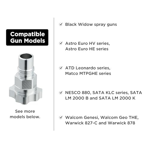 InoKraft Paint System Spray Gun Adapter M16*1.5, 16 mm Male, 1.5 mm Thread, Compatible with Black Widow Guns, Astro Euro HV & HE Series, ATD Leonardo Series, SATA KLC Series, LM 2000 B and LM 2000 K - size: 16mm Male 1.5mm Thread with long bottom