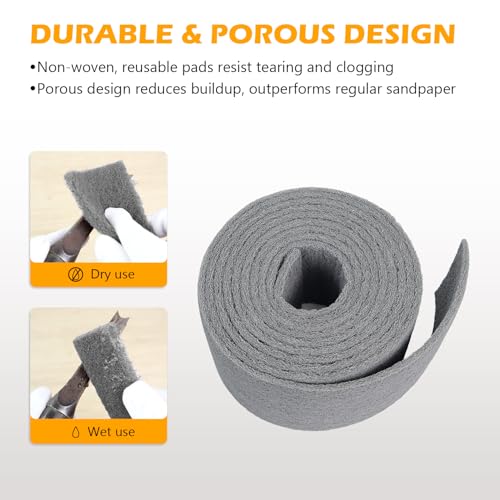 Gray Scuff Pad Roll 5" x 15 ft - Ultra Fine 800 Grit Surface Prep for Auto Body, Woodworking & Paint - color: Gray, style: 5 Inches*15 Feet