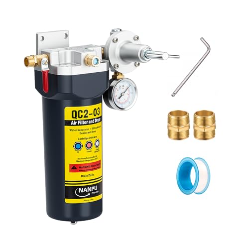NANPU QC2 1/4" NPT Desiccant Air Dryer with Regulator and Gauge - size: 1/4" NPT