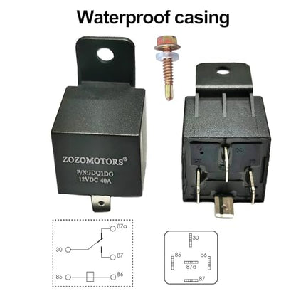 Electric Fan Wiring Kit Electric Fan Relay Kit with Thermostat Radiator Fan Sensor Switch Electric Cooling Fan Thermostat Kit Temperature Sensor Switch 185 On 175 Off, 40 AMP Waterproof Relay Kit