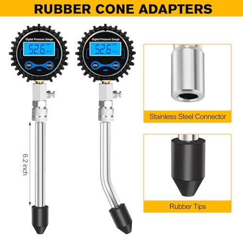 BETOOLL 8pcs Compression Tester Automotive - Digital Compression Gauge 0-300PSI for Petrol Engine Cylinder Compression Test Tool Kit with Adapters & Hose - color: Red
