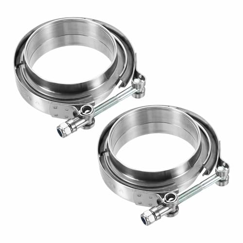 HARFINGTON V Band Clamp with Flange, 304 Stainless Steel, 3.5 Inch, Silver - size: 3.5 Inch