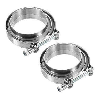 HARFINGTON V Band Clamp with Flange, 304 Stainless Steel, 3.5 Inch, Silver - size: 3.5 Inch