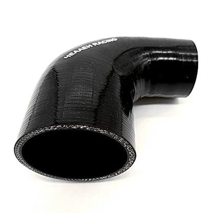 90 Degree ID 2.0 Inch to 2.5 Inch 4Ply Reducer Silicone Hose Black (51-63MM) - size: 51-63MM