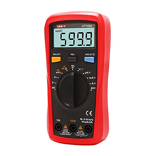 UNI-T Digital Multimeter Tester UT133A, AC DC Voltage Current Dmm Multimeter 6000 Counts Auto Ranging NCV Measures Volt Amp Ohm Capacitance Frequency Temperature, Continuity Diode Test, Palm Size - size: UT133A