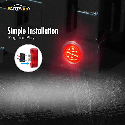 Partsam 10x 2.5 Round Red 13 LED Side Marker Clearance Lights [DOT Approved] for 12V Trailer Truck, Universal Use, Sealed Waterproof - color: Red