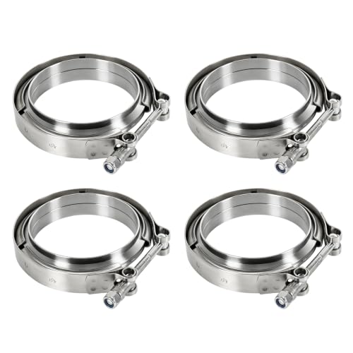 4" V-Band Flange Clamp Kit W/Ridge 4PC Stainless Steel For Exhaust Downpipe - size: 4.0"