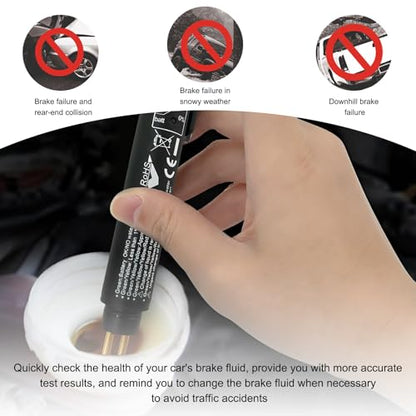 Brake Fluid Liquid Tester Pen, Car Diagnostic Testing Tool with 5 LED Indicators for DOT3 DOT4 DOT5.1 Brake Fluid, Hydraulic Oil Moisture Analyzer for Auto Engine Checking