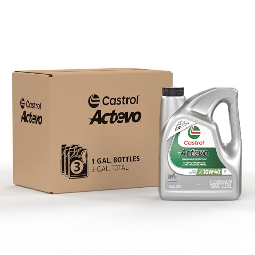Castrol Actevo 10W-40 4T Synthetic Blend Motorcycle Oil, 1 Gallon, 3 Pack - size: 4 Quart Jug, Pack of 3, style: Conventional