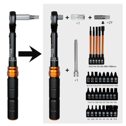Bike Torque Wrench Set with Bits, 2-20 Nm, 35-Piece Kit - size: 35-Piece