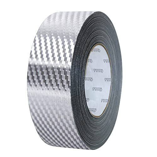 VViViD Dry Carbon Fibre Detailing Vinyl Wrap Tape 2" x 20ft DIY Roll (Silver) - color: Carbon Fiber Silver
