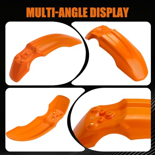 Dirt Bike Front Fender for Yozma IN10 Tuttio Soleil 01 MX350/500/650 SX500 KX110 XR70 Ridstar Q20 CRF50 Style with Mounting Bolts Ebike Dirt Pit Bike Wheel Mudguard (Orange) - color: Orange