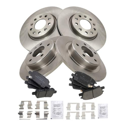 TRQ Front & Rear Posi Ceramic Disc Brake Pads & Rotors Kit - style: BKA14603