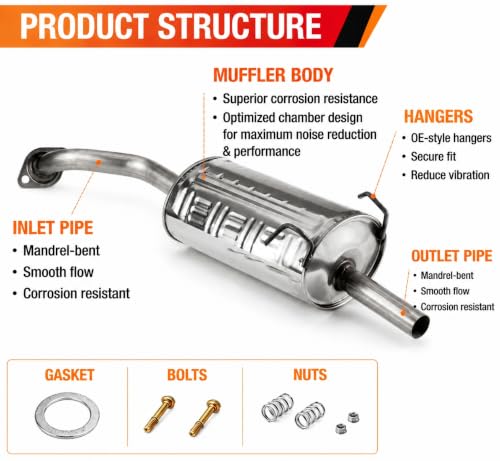 54427 Stainless Steel Rear Exhaust Muffler for 2002-2006 Honda CR-V CRV2 - size: 2002-2006 Honda CR-V