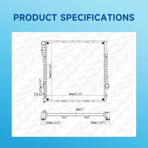 Rayten 2594 Radiator Compatible with 2001-2006 BMW X5 3.0L L6,Replace# 17101439103 17111439104 17117544669 - size: RAD:2594