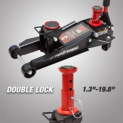 Road DAWG Low‑Profile High‑Reach Hydraulic 3 Ton Floor Jack, Black