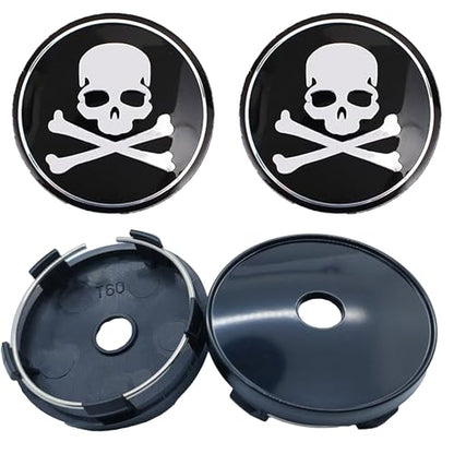 4 pcs Car Wheel Center Hub Cap Cover,Skull Car Wheel Hub Center Cap - color: #3