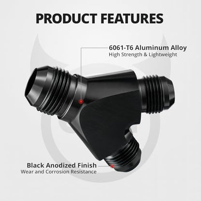 EVIL ENERGY 12AN to 10AN 10AN Y Block Flare Fitting Adapter Union Splitter Black - size: 12AN to 2 x 10AN