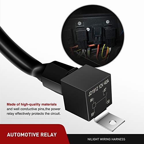 Nilight 7/8" Motorcycle Handlebar Switch Wiring Harness Kit 16AWG 2 Leads - color: Wiring Harness Motorcycle