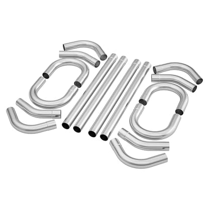 Exhaust Pipe Kit Mild Steel DIY Custom Exhaust Kit Tubing Mandrel Bend Pipe Straight & U-Bend 16 Gauge Universal (3 inch-16 pcs) - size: 3 inch-16 pcs