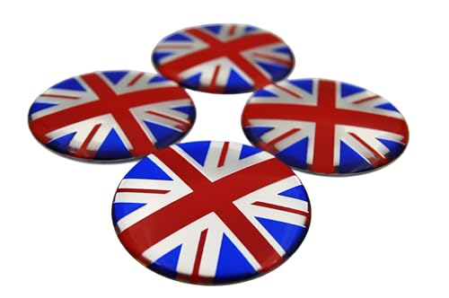 4X Union Jack UK Flag Wheel Center Cap + Valve Stem Cap for Mini Coopers R50 R51 R52 R53 R55 R56 R57 R58 R59 R60 R61 F55 F56